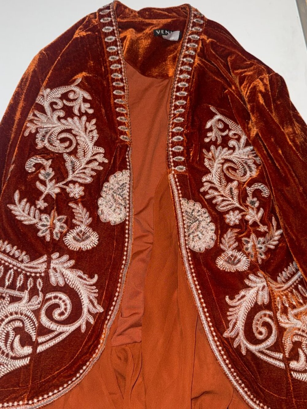 Orange velvet cardigan by Venus Womens XL - Picture 3 of 4